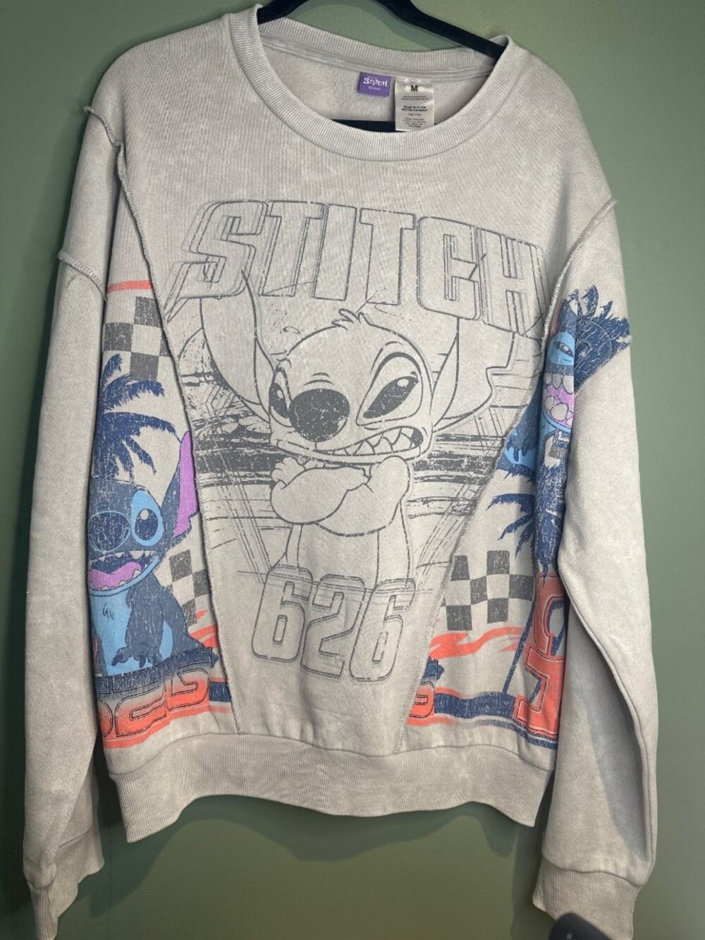 NWT Disney Stitch 626 Crewneck Sweatshirt Medium Gray Graphic Lilo & Stitch new